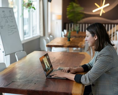 Lady is on video consultation