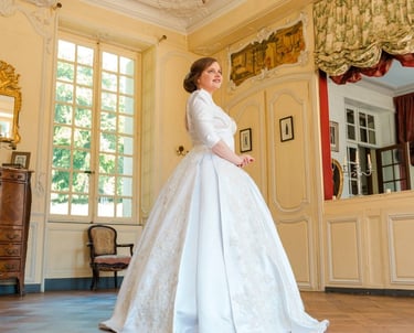 Robe mariée princesse satin perles sur mesure gisors vexin cergy marines