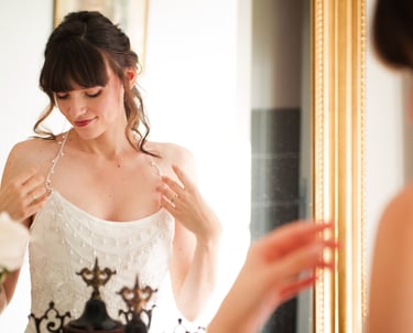 Robe mariée perlée gouttes idyia creations sur mesure normandie val d'oise vexin