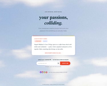 preview of website for creative prompt generation