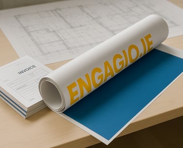 Close-up of a professionally printed invoice book with custom branding, highlighting clear layout an
