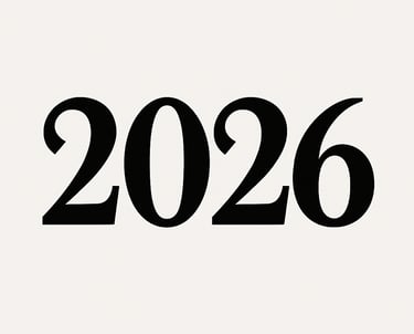 Bold black 2026 typography on a white background for new year planning and calendar events.
