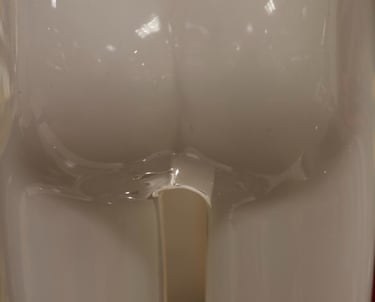 Glassy plastic female manekin buttocks and thighs.