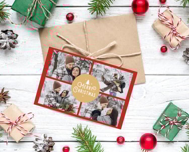 a christmas card with a photo of a family christmas card