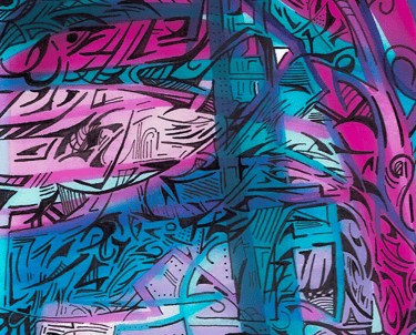 a colorful graffiti - style backpacker with a colorful graffiti - style design