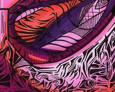 a painting of a fish on a wall
