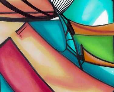 a painting of a woman's legs and a hat