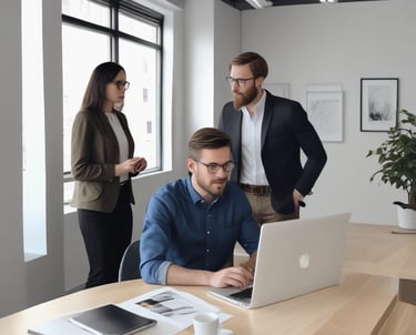 A professional assisting a Brazilian client with Paraguayan immigration paperwork in a cozy office.