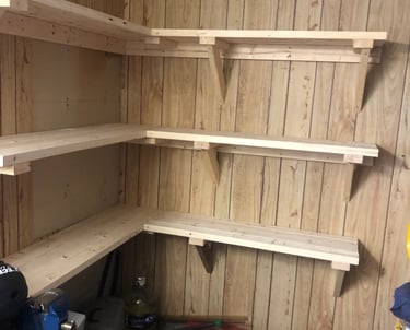 Previous work image of shelves installed and created