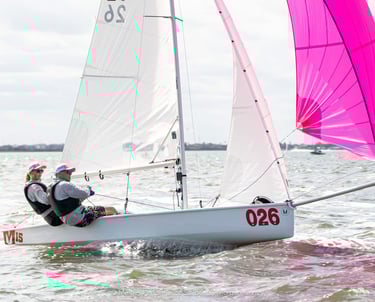Anna Andert sailing the Melges 15 with dad crewing