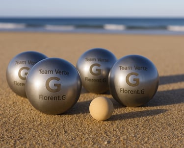 Boule de pétanque gravées au laser