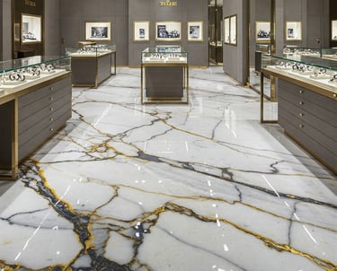 luxury commercial space high-end metallic epoxy flooring. 