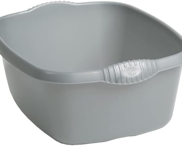 a plastic bucket with a handle and a handle