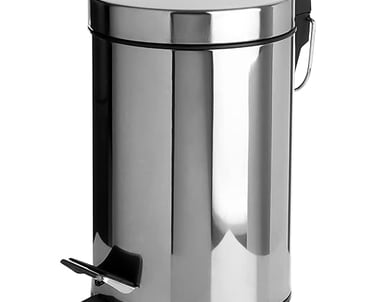 a stainless steel trash canisterer with a metal trash canister