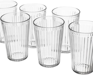 a set of six clear glass tumblers