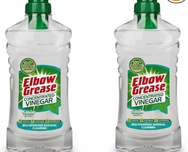 Two bottles of Elbow Grease concentrated vinegar for multipurpose natural household cleaning.