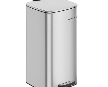 a stainless steel trash canisterer with a metal trash canister