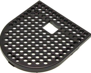 a black and white square shaped object with holes in the middle