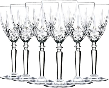 a set of six crystal wine glasses