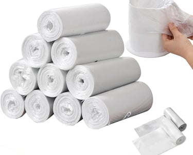 a person holding a bag of white paper towels