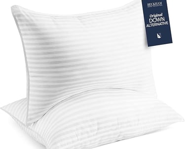 a pillow with a tag on it