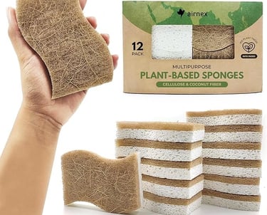 a person holding a sponge sponge sponge sponges on a white background