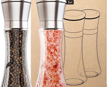 a salt shaker with a box of salt and peppermink