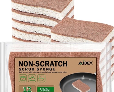 a stack of sponge - like sponges with a non - sticker