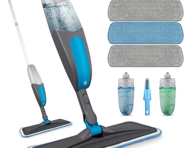 a mop with a mop and cleaning cloths