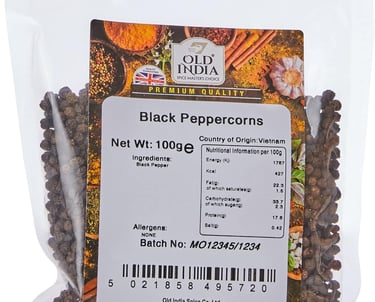 a bag of black peppercorn peppercorn