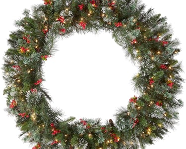 a christmas wreath with pine cones and pine cones