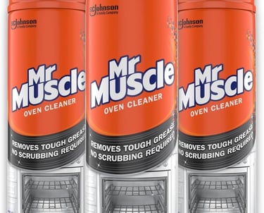 three spray bottles of cleansering and cleaning products