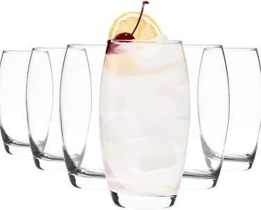 a glass of water with a cherry on top of it