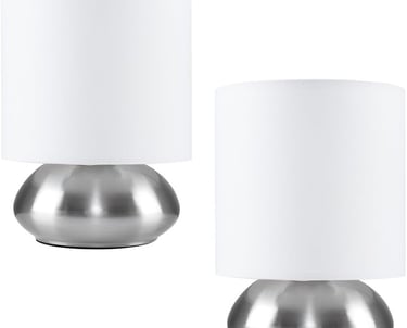 a pair of lamps with a white lamp