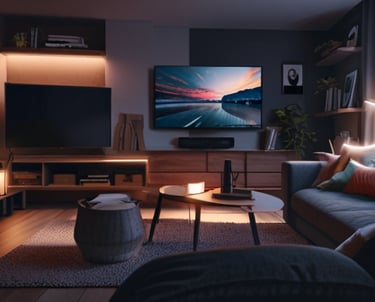 a living room with a couch and a tv