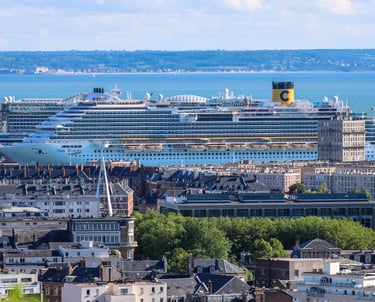 ships dock close to Le Havre city center