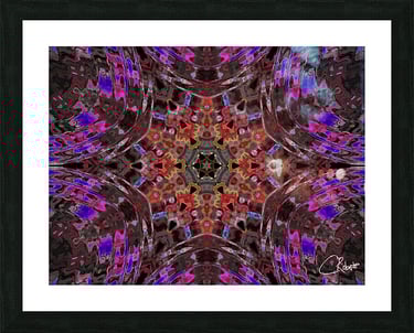 Custom  Framed Print with an abstract kaleidoscope printed on it.