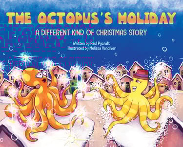 Illustrations from The Octopus's Holiday by New Orleans artist Melissa Vandiver.