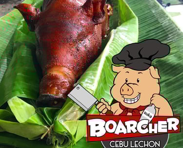 cebu lechon packed in a banana leaf packaging