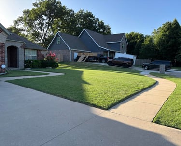 fresh cut grass in residential neighborhood