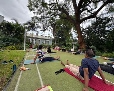 Breifing session with Yoga participants on benefits of yoga and pranayama