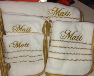 Personalised towels and all things special. Custom embroidery that brings that extra touch of love.