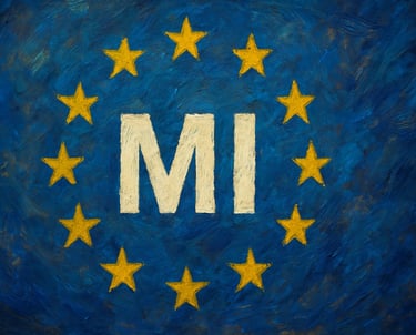 a european union flag with the letter mi in the middle