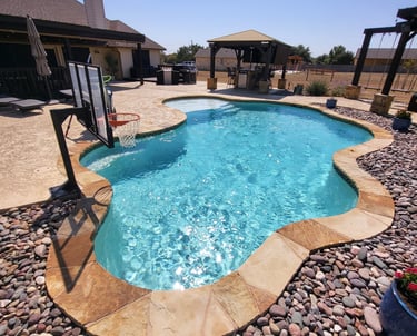 pristine blue swimming pool showing excellence in pool cleaning services, results, and satisfied customers
