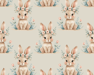 a rabbit with a flower crown on its head