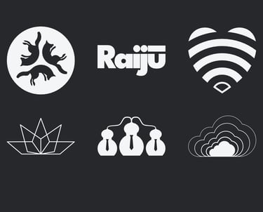 Grid of 6 logo designs