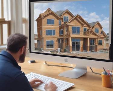 A rooftop view of a cityscape with various buildings silhouetted against the backdrop of a sunset. The sky transitions from blue to orange, casting a warm glow over the scene. Rooftop HVAC units and pipes are visible in the foreground.