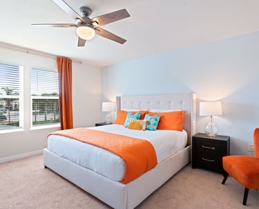 Orlando Vacation Rental: The Sunshine Suite, master bedroom with King Bed