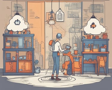 A welcoming workspace with a laptop displaying community dashboards and templates.