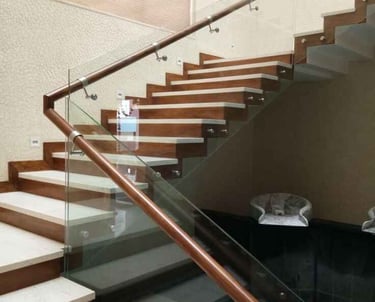 Glass Handrails work of a modern building